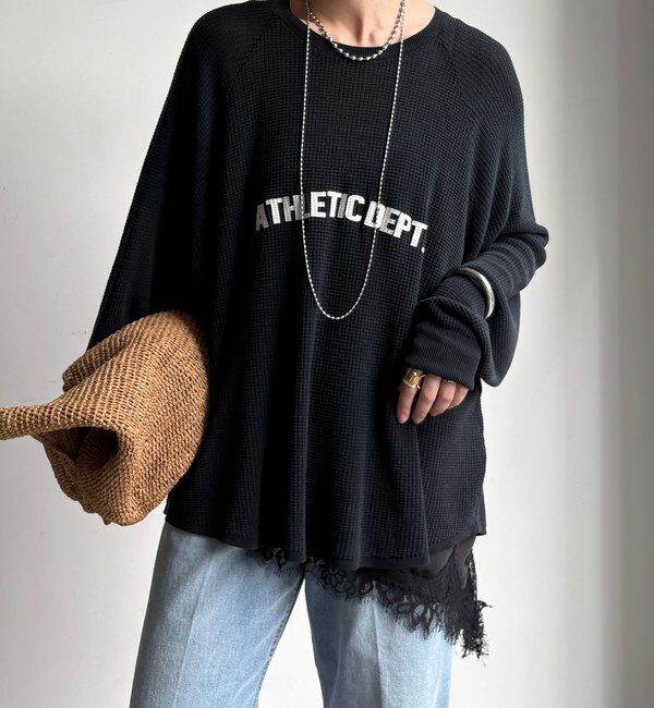  「【セットアップ可能】ワッフル編みロゴプリントニット」|ニット・セーター|