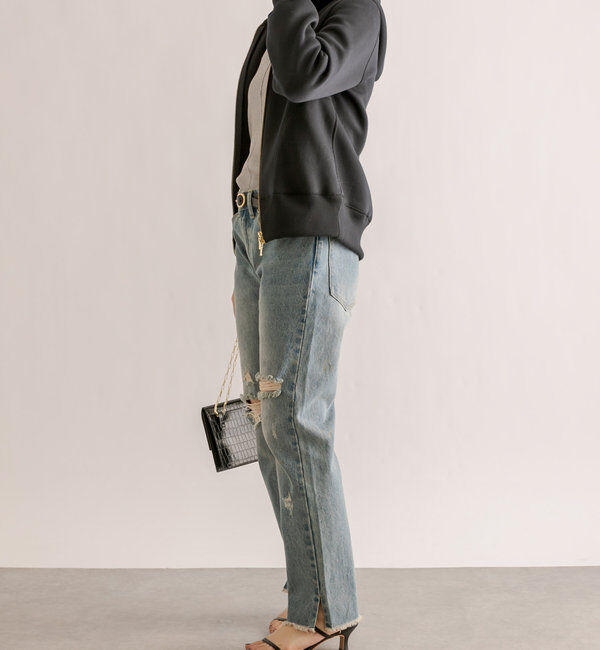  「【WEB限定/キレイめ上品】スポンジダンボールZIPパーカーカットソー」|パーカー|