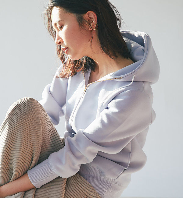  「【WEB限定/キレイめ上品】スポンジダンボールZIPパーカーカットソー」|パーカー|