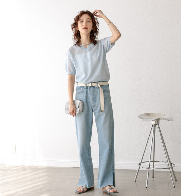  「【全骨格美脚見え！】slit DENIM」|デニム|