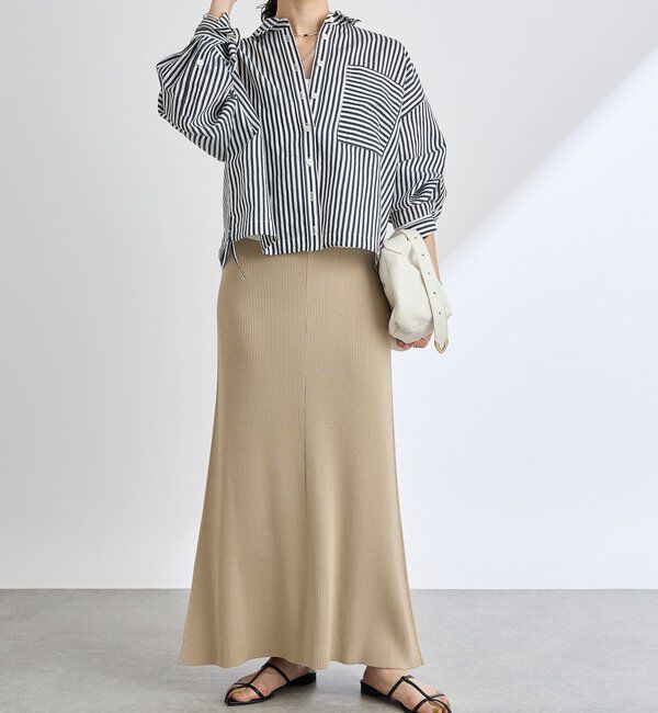  「【ひんやりタッチ/セットアップ対応可】レーヨン混ナローフレアスカート」|スカート|