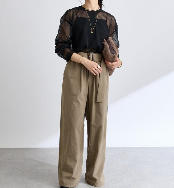  「【こなれ感抜群】ベルテッドワイドパンツ」|チノ|