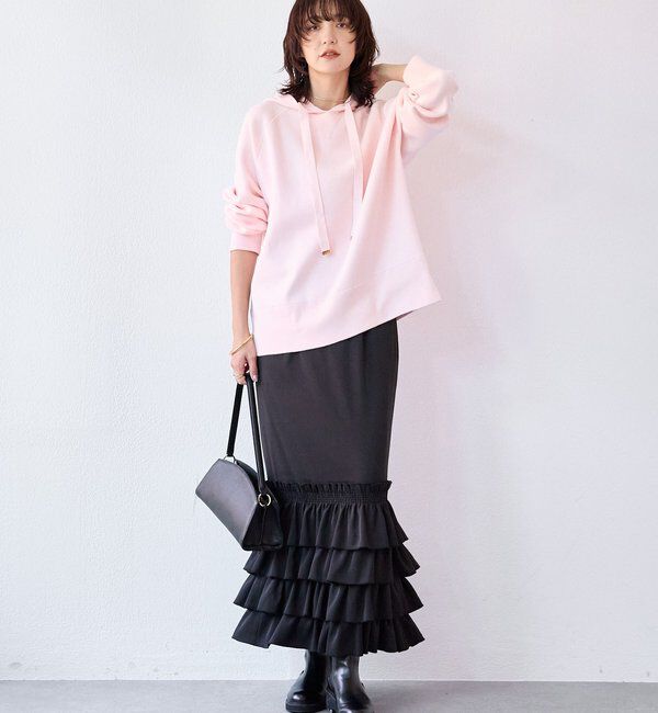  「【ロングシーズン活躍】スエットライクフーディニット」|ニット・セーター|