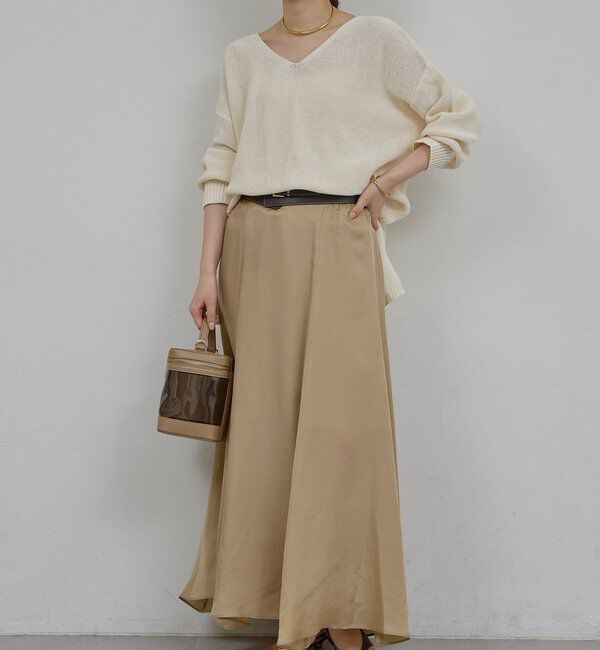  「【楽ちん&times;エレガント】【セットアップ対応】キュプラフレアスカート」|スカート|