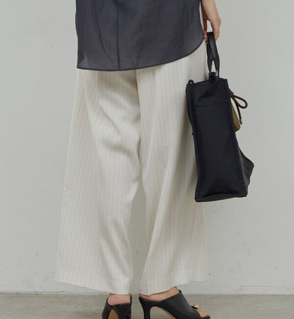  「【手洗い可】ストライプイージーパンツ」|チノ|