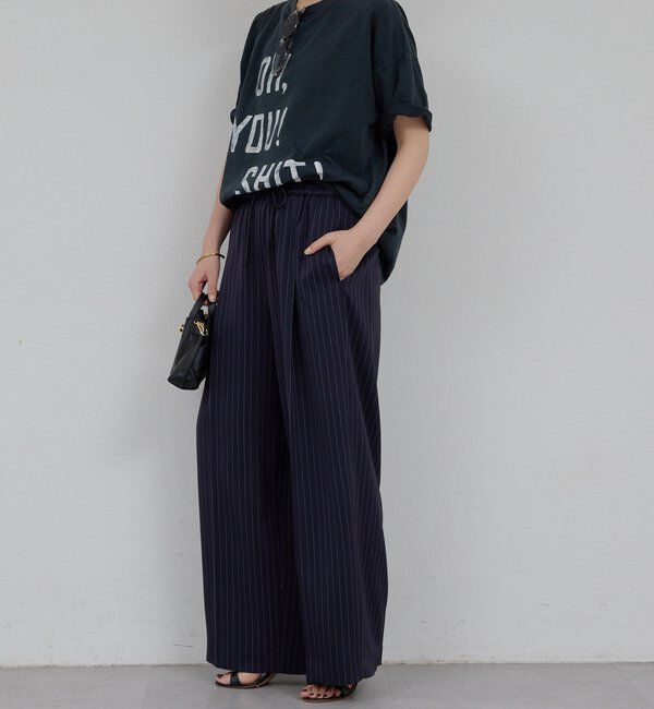  「【手洗い可】ストライプイージーパンツ」|チノ|