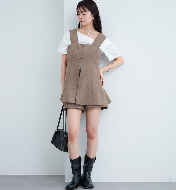  「フェイクスウェードペプラムビスチェ」|シャツ・ブラウス|