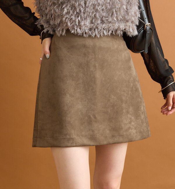 「フェイクスウェードミニスカパン」|スカート|ブラウン
