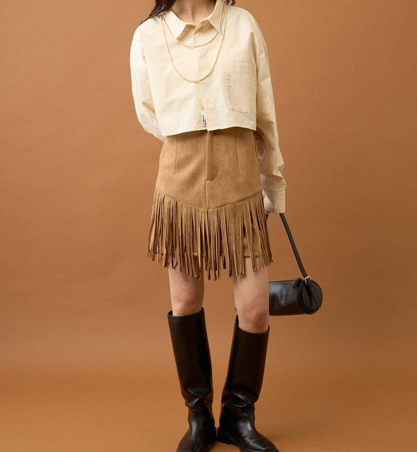  「フェイクスウェードフリンジスカート」|スカート|