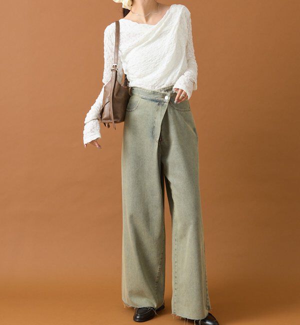  「レースオフショルロングTシャツ」|Tシャツ・カットソー|