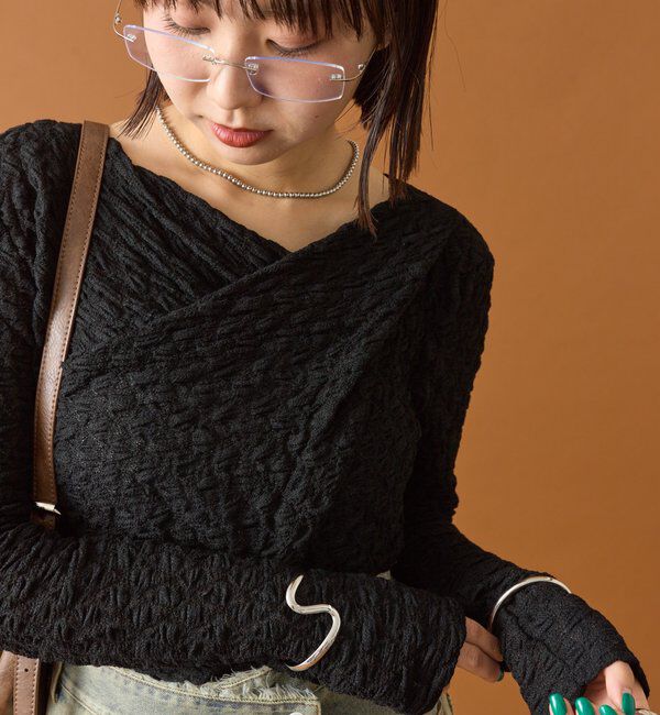  「レースオフショルロングTシャツ」|Tシャツ・カットソー|