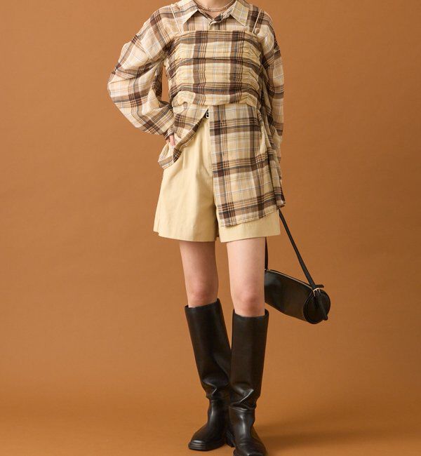  「【着こなし豊富◎】チェックビスチェSETビッグシャツ」|シャツ・ブラウス|