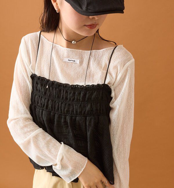  「【4色展開/レイヤードスタイル】チュールチェックビスチェ」|シャツ・ブラウス|