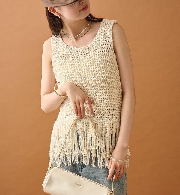  「フリンジニットベスト」|ベスト・ジレ|オフホワイト