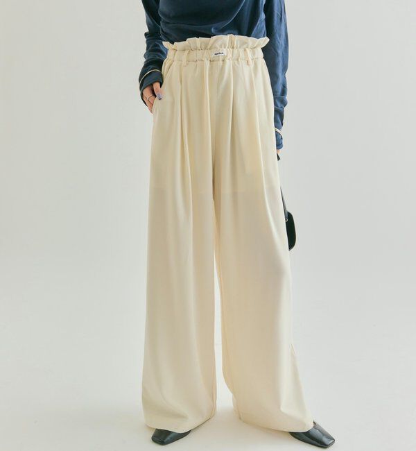  「【オールシーズン対応/WEB限定アイボリー】フリルイージーパンツ」|チノ|