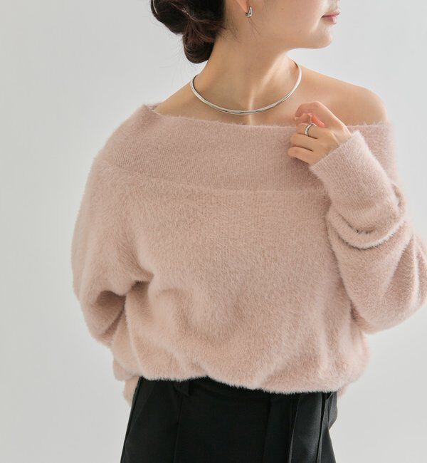  「ミンクライクワイドネックニット」|ニット・セーター|