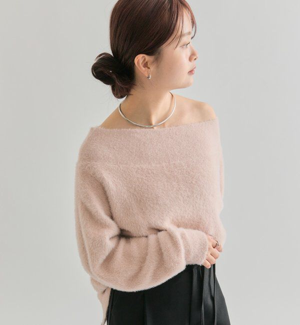  「ミンクライクワイドネックニット」|ニット・セーター|