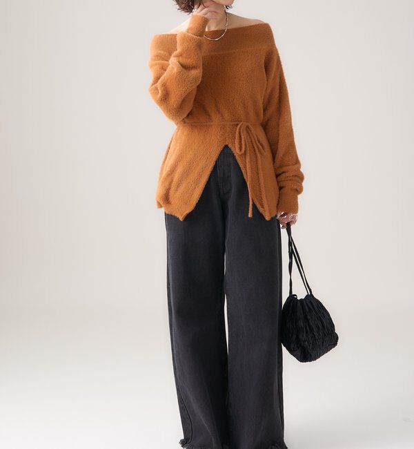  「ミンクライクワイドネックニット」|ニット・セーター|