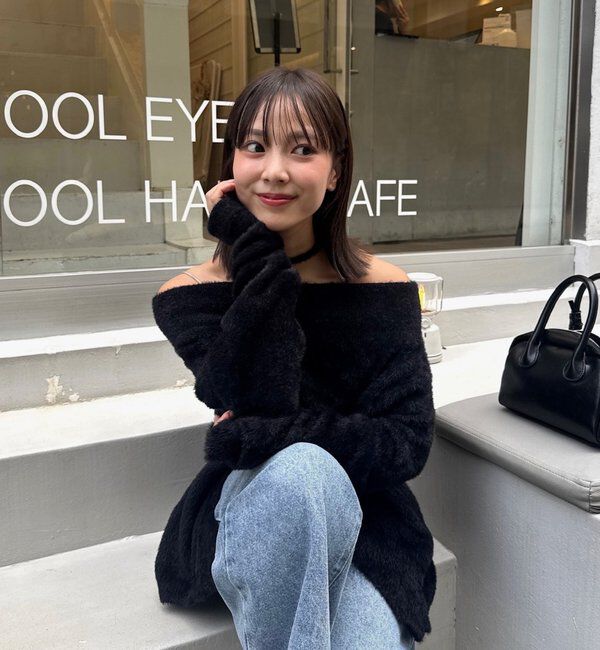  「ミンクライクワイドネックニット」|ニット・セーター|