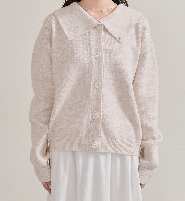  「襟付きプレートニットカーディガン」|カーディガン|