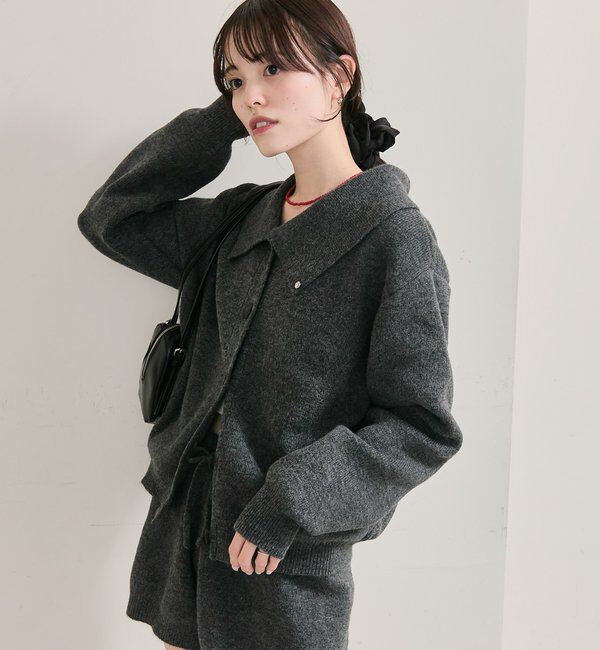  「襟付きプレートニットカーディガン」|カーディガン|