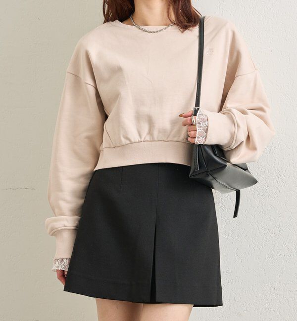  「ポイント刺繍ショートスウェット」|Tシャツ・カットソー|