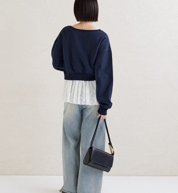  「ポイント刺繍ショートスウェット」|Tシャツ・カットソー|