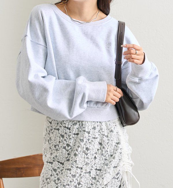  「ポイント刺繍ショートスウェット」|Tシャツ・カットソー|