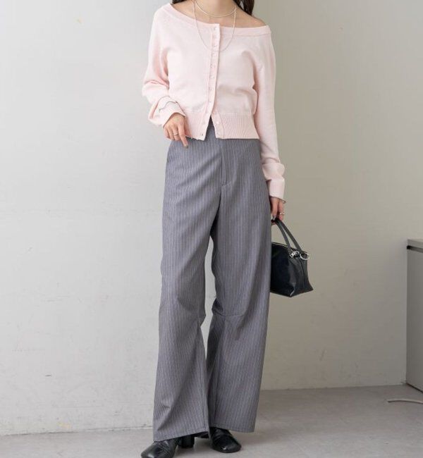  「ワイドネッククリアボタンカーディガン」|カーディガン|