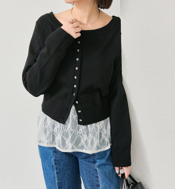  「ワイドネッククリアボタンカーディガン」|カーディガン|