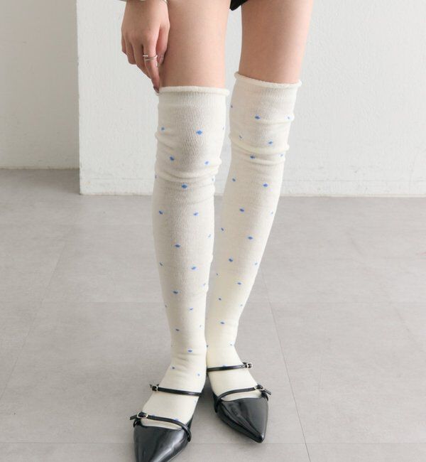  「ドットハイソックス」|ソックス|オフホワイト