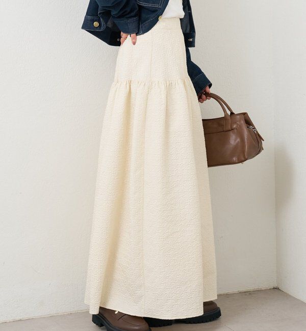  「エンボスギャザースカート」|スカート|オフホワイト