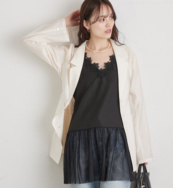  「裾チュールキャミチュニック」|シャツ・ブラウス|