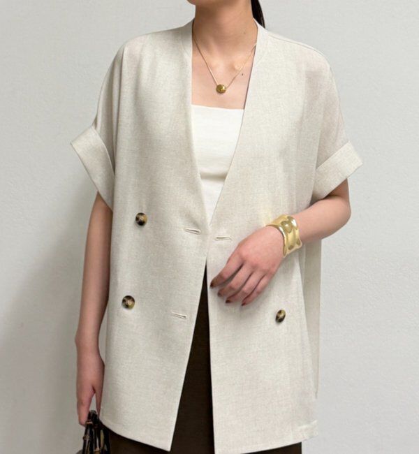  「スラブWジャケット」|ベスト・ジレ|ライトベージュ