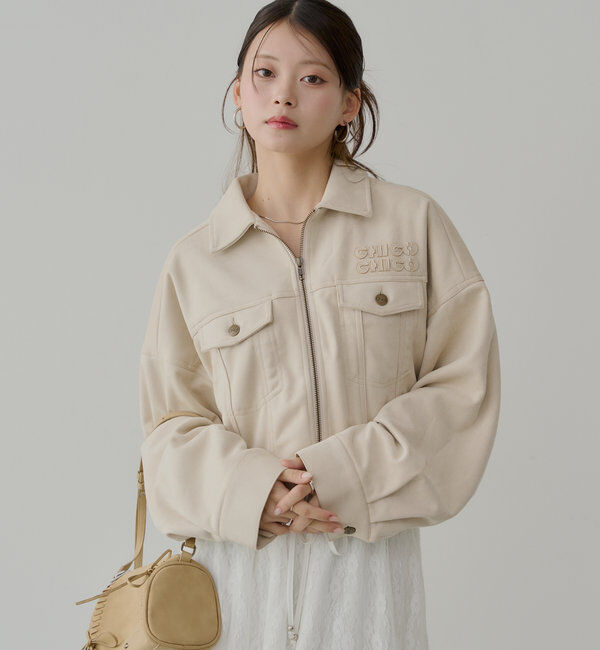  「【WEB限定/REVIVAL】胸ロゴショート丈スエードジップブルゾン」|ブルゾン・スタジャン|