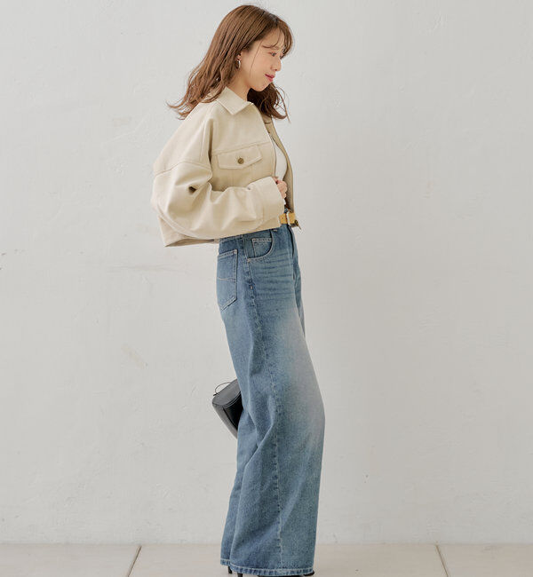  「【WEB限定/REVIVAL】胸ロゴショート丈スエードジップブルゾン」|ブルゾン・スタジャン|