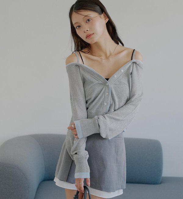  「バイカラーラメシアーカーディガン」|カーディガン|