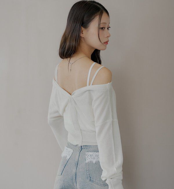  「バイカラーラメシアーカーディガン」|カーディガン|