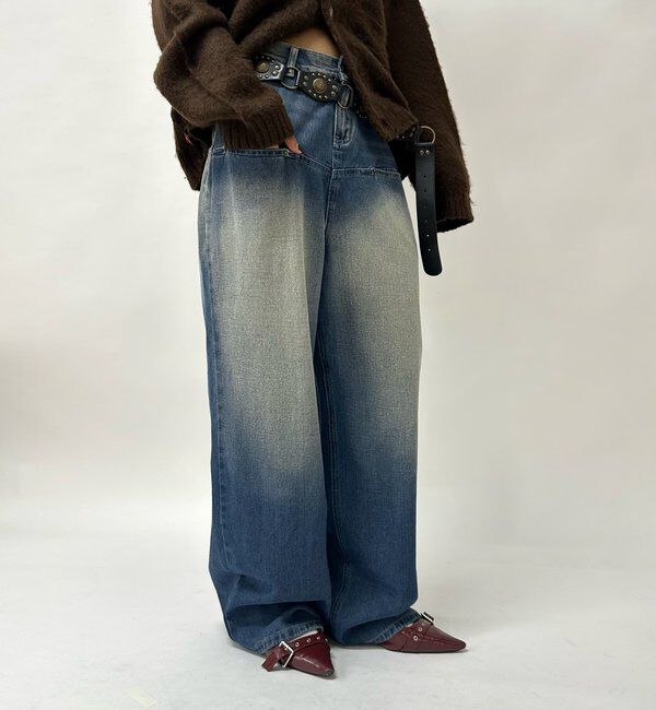  「《UNISEX / サイズ展開あり》スラッシュポケットブラストワイドデニム」|デニム|