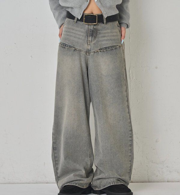  「《UNISEX / サイズ展開あり》スラッシュポケットブラストワイドデニム」|デニム|グレーその他1