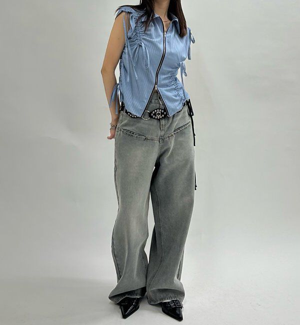  「《UNISEX / サイズ展開あり》スラッシュポケットブラストワイドデニム」|デニム|