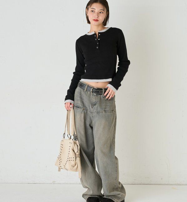  「レイヤードヘンリーニットトップス」|ニット・セーター|