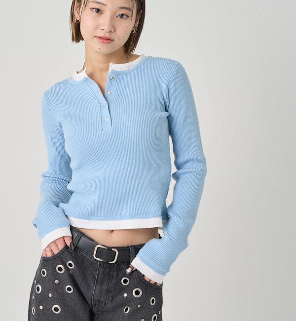  「レイヤードヘンリーニットトップス」|ニット・セーター|