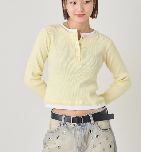  「レイヤードヘンリーニットトップス」|ニット・セーター|