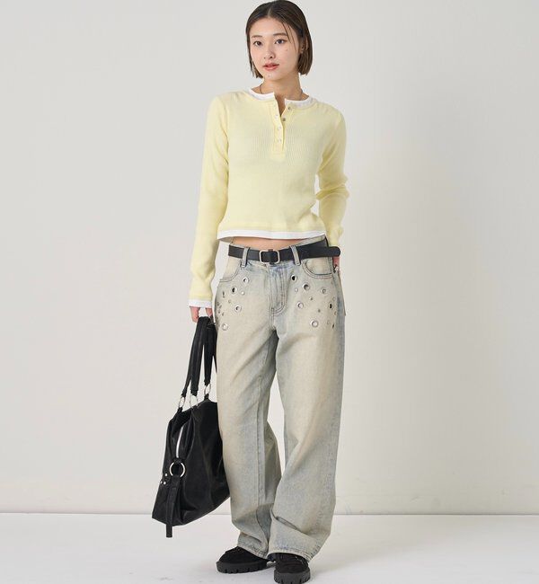  「レイヤードヘンリーニットトップス」|ニット・セーター|