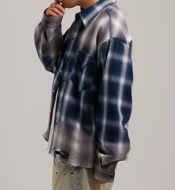  「【FromVintage】ダメージチェックシャツ」|シャツ・ブラウス|