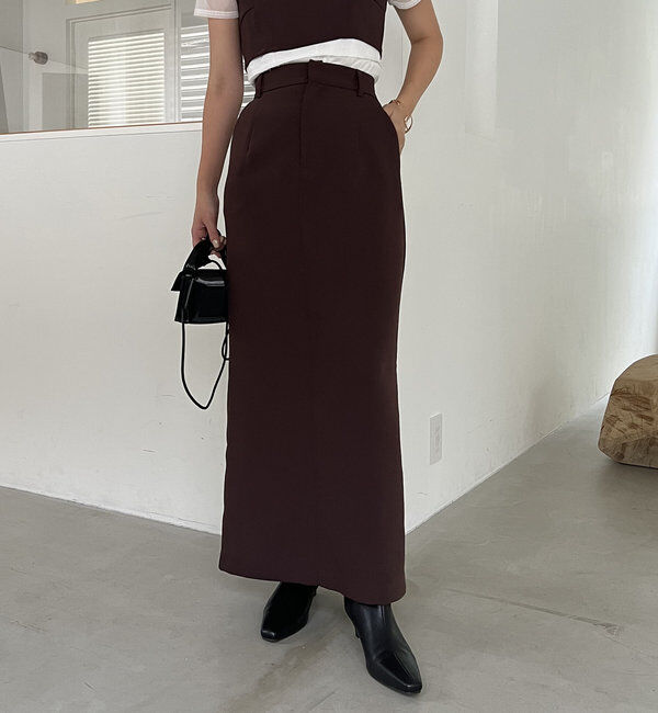  「【累計1万枚突破/全骨格◎/低身長サイズ】マキシIラインスカート」|スカート|ブラウン