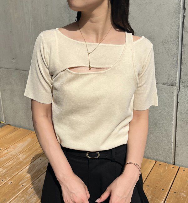  「クロスレイヤード半袖ニット」|ニット・セーター|