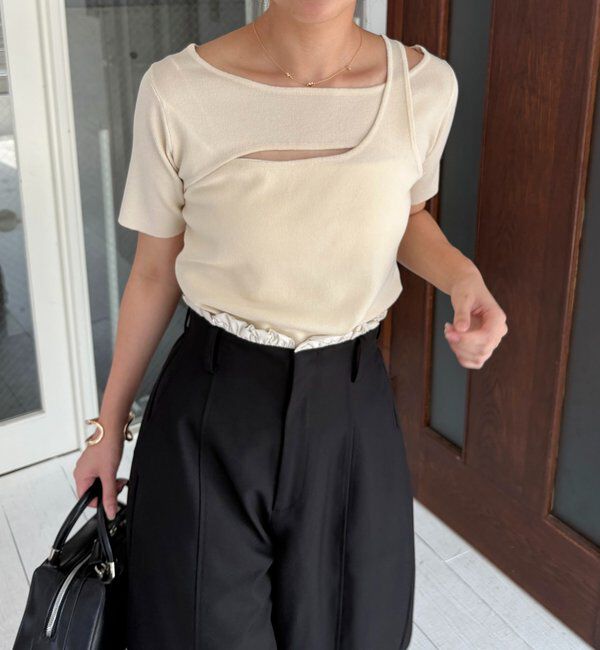  「クロスレイヤード半袖ニット」|ニット・セーター|