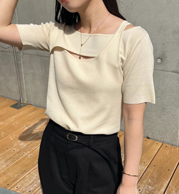  「クロスレイヤード半袖ニット」|ニット・セーター|